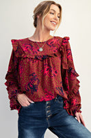 Animal Printed Wool Peach Blouse