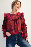 Animal Printed Wool Peach Blouse