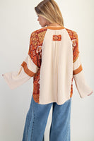 Print Mix Washed Cotton Jersey Top