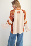 Print Mix Washed Cotton Jersey Top