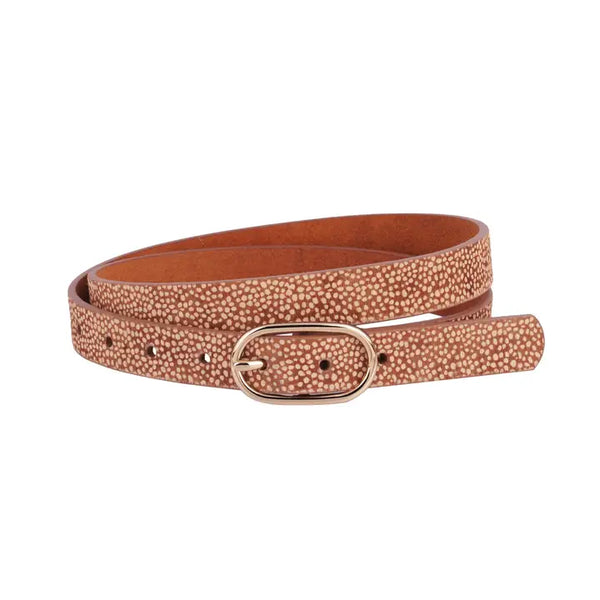 Skinny Spotted Calf Hair Belt