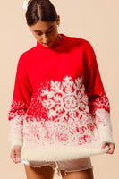 Christmas Fluffy Snowflake Sweater Top (Two Color Options)