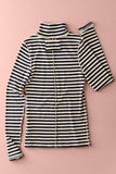 Classic Striped Long Sleeve Turtleneck Top