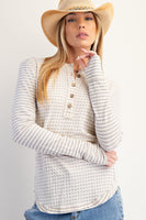 Thermal Mix Button Front Henley Top- Two Color Variants Available