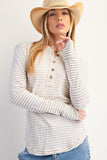 Thermal Mix Button Front Henley Top- Two Color Variants Available