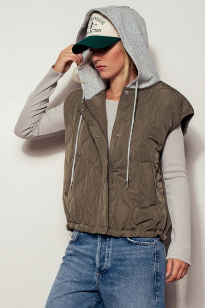 Quilted Western Vest With Hoodie
