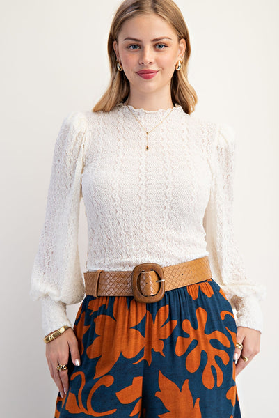 Textured Lace Fitted Top
