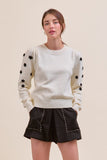 Pullover Sweater With Floral Embroidery Sleeves- 2 Colors