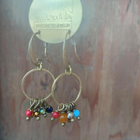 Circle earrings with mini rainbow gems