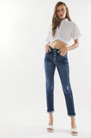 High Rise Button Fly Skinny Straight - KC9249D