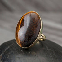 teardrop Stone Ring, Tigers Eye - size 7