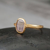 Gold Plated Sliced Tourmaline Ring
