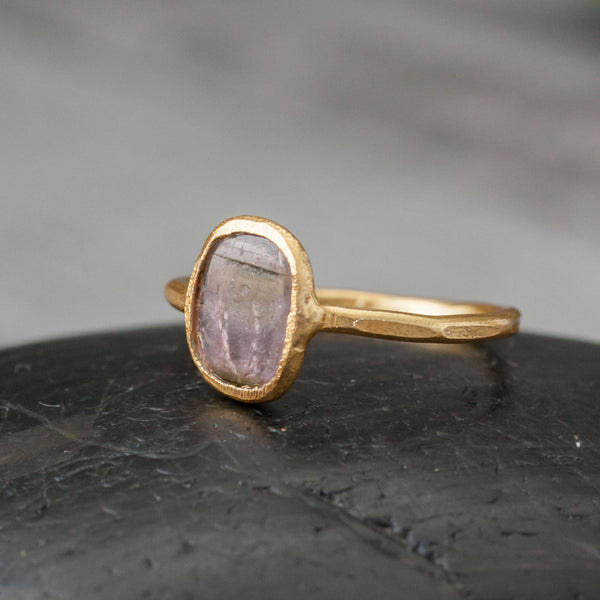 Gold Plated Sliced Tourmaline Ring