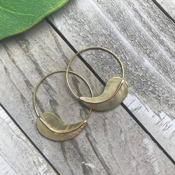 Brass floating leaf earrings