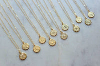 Gold Zodiac Necklace, Coin Zodiac, Zodiac Jewelry Gift