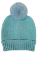 Solid Color Knit Beanie with Pom