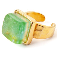 Mosaic Cube Ring Gold