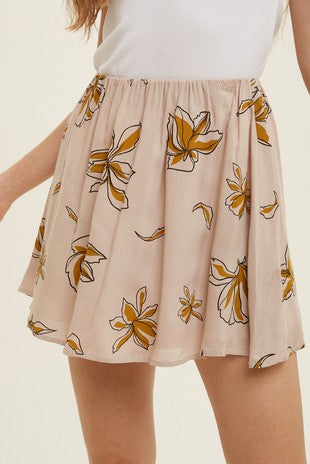 Floral Mini Lined Skirt (2 colors)
