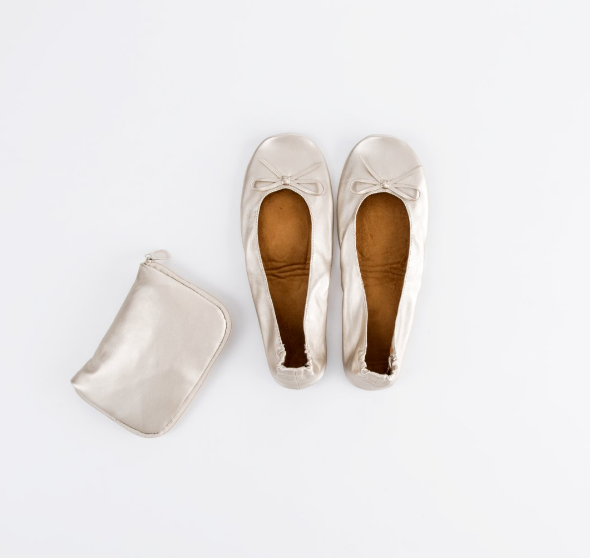 Foldable Ballet Flats Wedding Favors - Champagne Gold