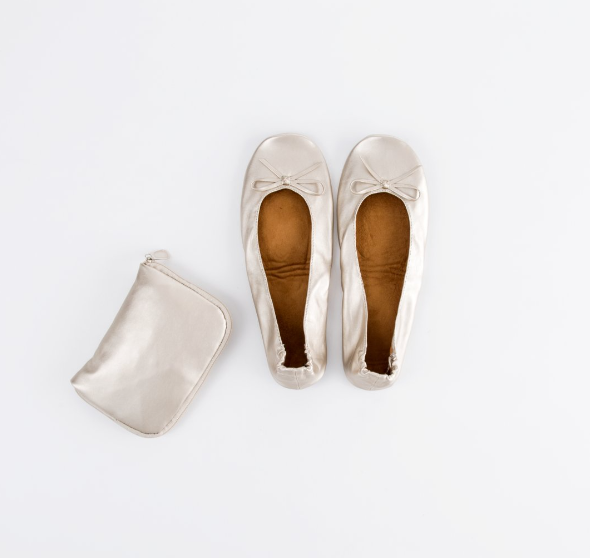 Foldable Ballet Flats Wedding Favors Champagne Gold Circa