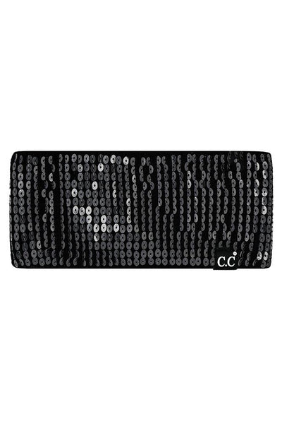 C.C All Over Clear Sequin Headwrap: Black