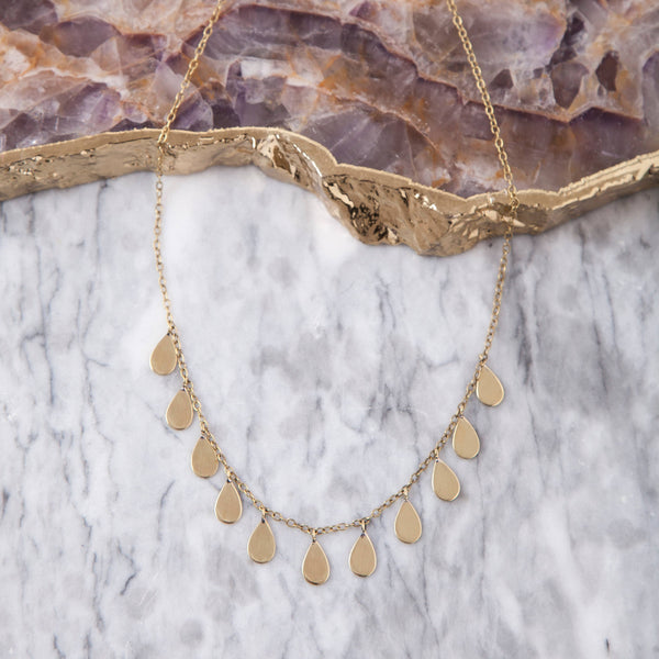 Brass petal drop necklace