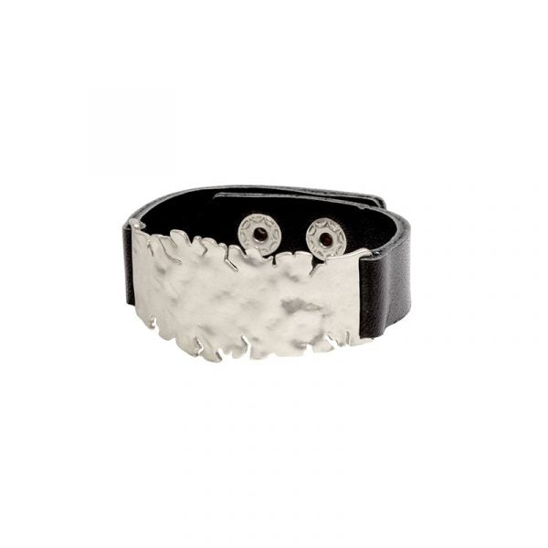Leather Organic Bracelet Silver