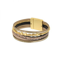 Gold & Tan Multi Row Bracelet