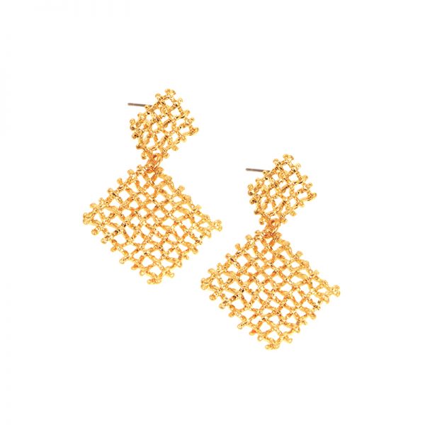 Square waffle post earring