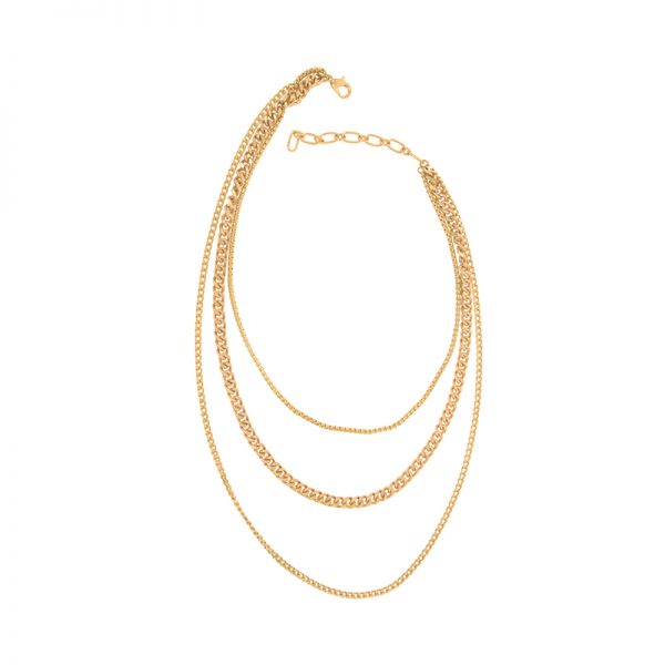 Three row layered chain necklace