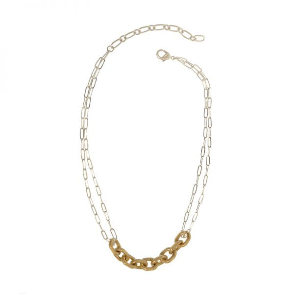 Gold & Silver Chain Link Necklace