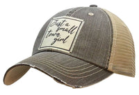 Just A Small Town Girl Distressed Trucker Cap