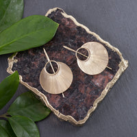 Brass etched petal earrings
