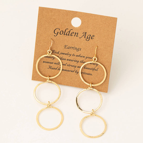 Triple Hoop Dangle Drop Earrings: GOLD