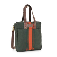 Commuter Tote, Mod Stripe Terracotta/ Moss