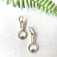 Brass earring with labradorite
