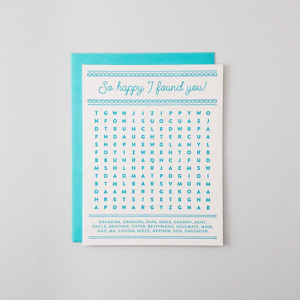 So Happy I Found You Letterpress Card