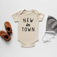 Cream New In Town Organic Baby Bodysuit