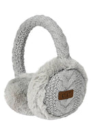 C.C Cable Knit Fur Earmuff Warmer: Light Gray