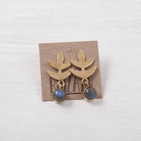 Brass labradorite studs