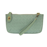 Faux Wide Woven Mini Crossbody Wristlet Clutch
