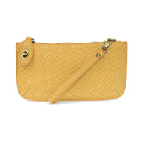 Faux Wide Woven Mini Crossbody Wristlet Clutch