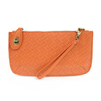 Faux Wide Woven Mini Crossbody Wristlet Clutch