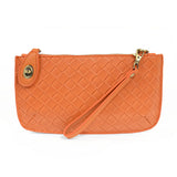 Faux Wide Woven Mini Crossbody Wristlet Clutch