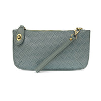 Faux Wide Woven Mini Crossbody Wristlet Clutch