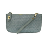 Faux Wide Woven Mini Crossbody Wristlet Clutch