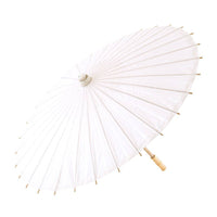 Pretty Paper Parasol With Bamboo Handle - White