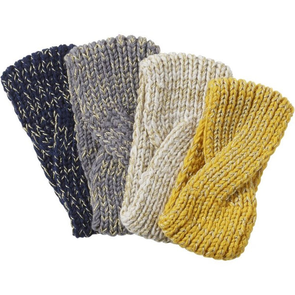 LUCY METALLIC KNIT HEADBANDS MIXED COLORS