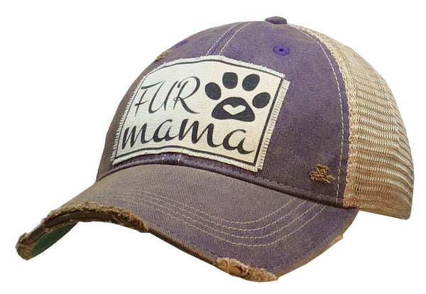 Fur Mama Distressed Trucker Hat Baseball Cap