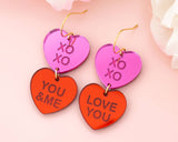 Conversation Heart Earrings, Valentines Dangles Earrings